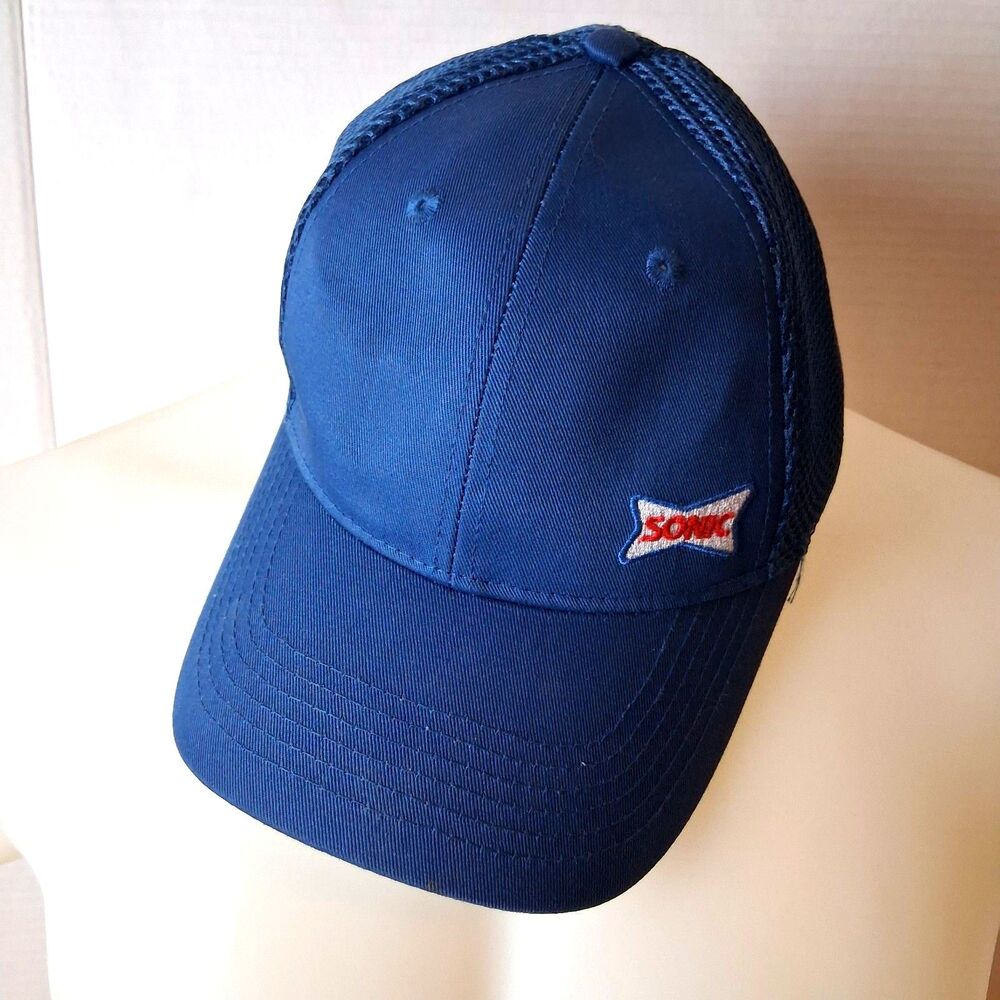 Sonic Drive In Restaurant Mesh Employee Snapback Baseball Hat Blue 2021 Cap